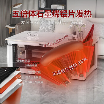 长虹岩板电暖桌升降取暖桌长方形家用烤火桌茶几1.5白 超大行程+岩板+声控+小程序无炉CH-CL