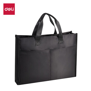 得力（deli）(deli)时尚简约公文包出差事务包办公手提包 便携双前袋男女商务会议手提袋 黑色BG211 