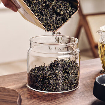 格娜斯抽真空玻璃茶叶罐家用密封罐高档茶叶储存罐大号容量收纳瓶900ml