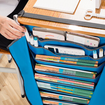 金得利第四代升级加厚拉链门10层15格挂书袋书本课桌挂袋学生书挂袋书桌收纳袋课桌神器迈阿密蓝DC1930 金得利第四代升级加厚拉链门10层15格挂书袋书本课桌挂袋学生书挂袋书桌收纳袋课桌神器迈阿密蓝DC1930