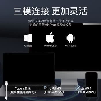 达尔优A955三模游戏鼠标 无线鼠标PBT按键透明底壳2.4g有线蓝牙无线连接大手鼠标RGB炫酷吃鸡鼠标 白色