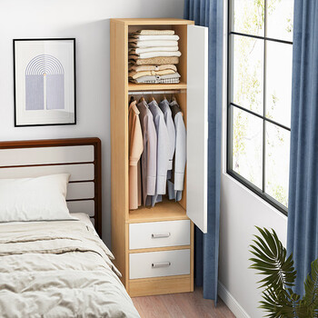 衣柜出租房用简易柜子储物柜简约现代小型衣橱家用卧室 橡胶木色180