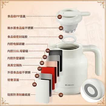 宝威玛（BVGMAV）英国保温壶家用316L不锈钢大容量热水壶办公室保温瓶热水瓶1L