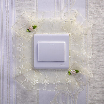 田园蕾丝开关贴开关装饰套防尘保护套客厅开关套罩子装饰套布艺开关