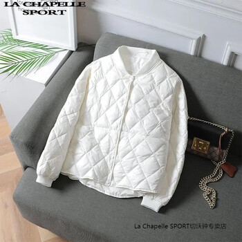 轻薄羽绒服女短款2023秋冬新款宽松显瘦保暖棒球服白色s建议8095斤