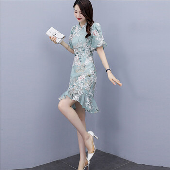 秀哲妍旗袍女汉服中国风改良版连衣裙中长款小个子夏2021年新款年轻款