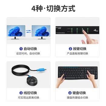 迈拓维矩 MT-viki KVM切换器4口VGA四进一出显示器键鼠共享器配原装线 MT-0401VK