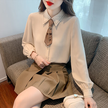 京霆熙然23年新款春装时尚雪纺衬衫女士垂感刺绣上衣设计感小众衬衣