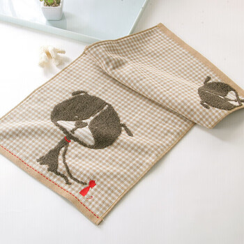 金号A类儿童毛巾纯棉100%洗脸小毛巾洗脸帕双层彩棉提缎绣2条