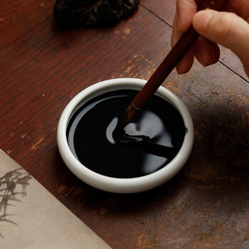 漢墨 白瓷小墨碟 初学者学生简易清洗实用墨海笔架 文房四宝陶瓷颜料颜彩料碟