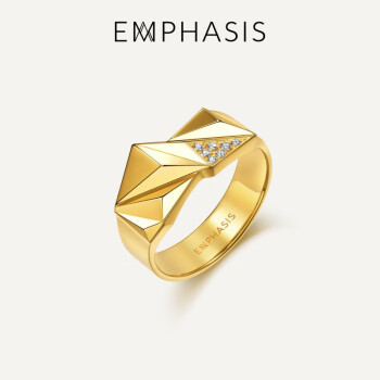 EMPHASIS艾斐诗「冠」系列黄金足金高光金钻石戒指95097R 17圈