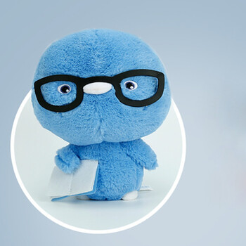 卡通小鸡彩虹毛绒公仔女孩睡觉玩偶动漫可爱超萌娃娃宝宝玩具 小蓝