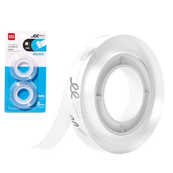 得力（deli）(deli)强韧高透明胶带 8mm*30y小胶带 错题整理学生文具 开学必备学习用品 耐撕抗拉 2卷 JD902