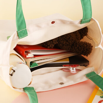 国誉（KOKUYO）Tyakasha塔卡沙联名托特包便携时尚帆布袋ins手提袋补习袋单肩包 补习袋 米色1个 WSG-KB3M02-7