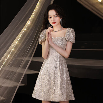 百俪佳媛宴会晚礼服裙女平时可穿气质年会晚裙女名媛轻奢小众质感短款