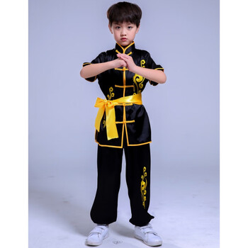 中国功夫演出服 儿童武术服装演出刺绣表演服太极练功服功夫武馆比赛