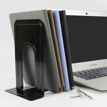 得印6.6英寸(高16.8cm)金属铁书立架书挡书夹8048办公书靠书架夹挡书板黑色2片/付