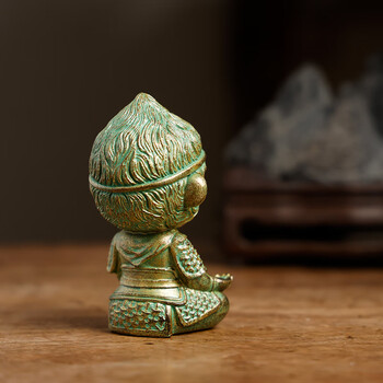 漢墨 青砂造像仿铜小悟空 镇尺书房创意吉祥物小摆件镇纸石 文房四宝书法礼品礼物笔搁