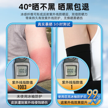 匹克冰袖防晒袖套男女冰丝套袖防紫外线护手臂骑行防晒YHZ4509白