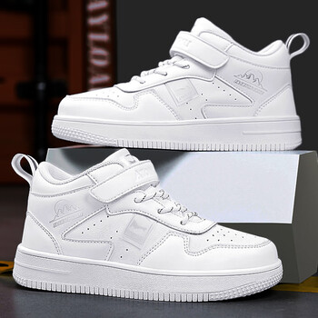 中国乔丹男童鞋2023秋季新款儿童高帮运动鞋皮面中大童休闲学生防滑板