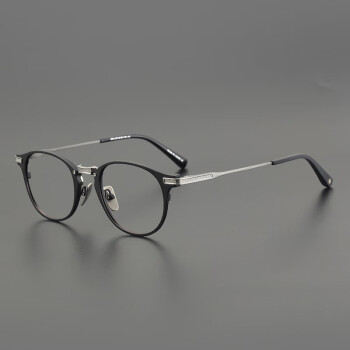 CELLI 余文乐眼镜日系手工纯钛超轻眼镜框男潮流复古圆框近视眼镜架女 黑枪色 (防蓝光)定制1.56(建议0-200度)