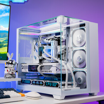 半岛铁盒（PADO）白泽360MAX 黑色海景房 ATX 台式机电脑主机箱（无A柱/三面玻璃/支持360水冷/7风扇位/4090显卡）