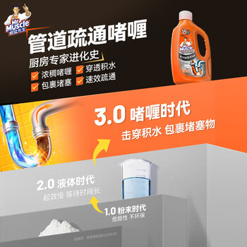 威猛先生 MR MUSCLE管道速效疏通啫喱 强力瓦解厨房堵塞 960ml 325630