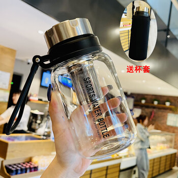 感玻璃杯男士夏季超大容量2000ml水杯茶水分离泡茶杯子家用 sports