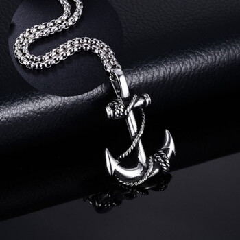 型男海军船锚项链吊坠韩版个性hiphop街头社会链子银色海军船锚圆珠链