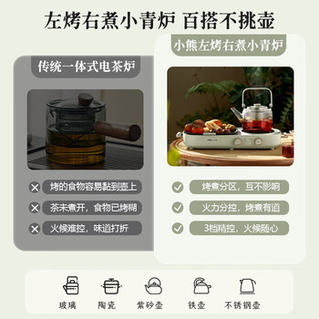 小熊（Bear）电陶炉 围炉煮茶养生壶 煮茶器煮茶炉可煎烤 家用多功能分区控温电陶炉电磁炉不挑器具 DTL-H16P3
