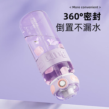 JEKO&JEKO运动水杯女夏季吸管杯大容量Tritan户外健身塑料水壶1000mL晨曦紫