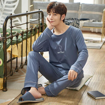 怡淑涵男生睡衣青少年长袖长睡裤子薄款秋季春秋天睡衣男纯棉长袖薄款青少年卡通动漫男款棉质休闲家居服套装