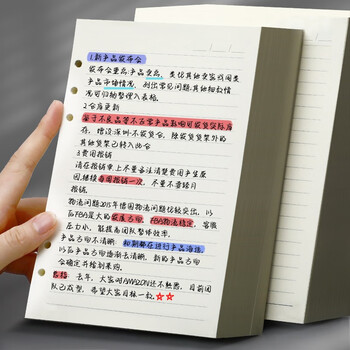 嘉然恒 活页本替换内芯活页纸笔记本本子横线加厚替芯A5/6孔内芯80张/本 A5含月计划升级款横线内芯1本