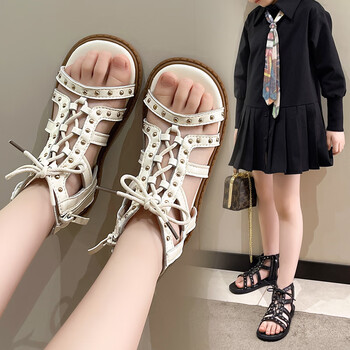 迪士尼(disney)女童罗马凉鞋夏儿童时尚铆钉公主鞋三至八11岁小女孩