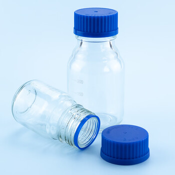 海斯迪克 蓝盖试剂瓶 透明丝口螺口玻璃瓶 螺纹口带刻度 500ml HKQS-184