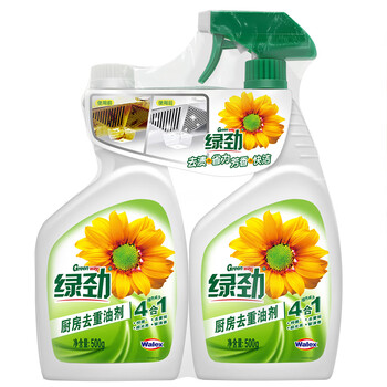 绿劲厨房去重油剂500g+补充装500g去油污油烟机厨房油污清洁剂油污净