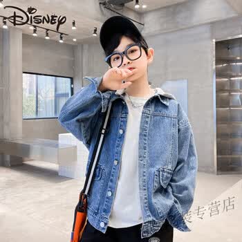 迪士尼(disney)男童春装牛仔外套新款中大儿童装春秋款夹克男孩痞帅气