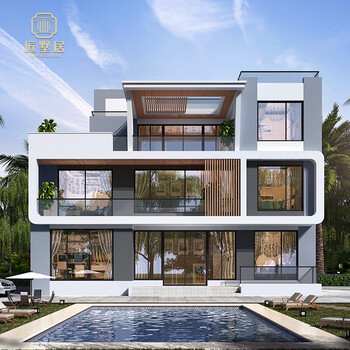 匠墅居 农村自建房设计图三层现代风别墅设计图纸复式挑空客厅2107119