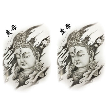 纹身贴草本一套6张纹身贴花臂防水佛祖如来男女大花臂刺青莲花贴纸