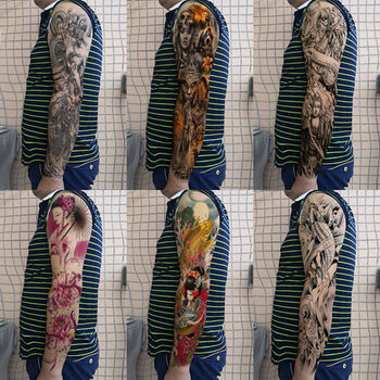 贴洗不掉防水全臂纹身贴 逼真男女手臂整臂艺伎鲤鱼花臂大腿仿真刺青