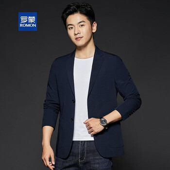 罗蒙romon西服男轻奢商务时尚外套男士休闲结婚伴郎西装男士便西四季