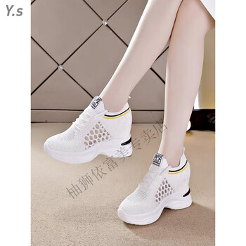 柚狮铂雅严选2024年新款春增高女鞋休闲百搭网面透气韩版厚底松糕鞋