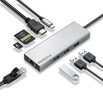 ThinkPad联想Type-C扩展坞USB-C转HDMI转接器USB分线器RJ45千兆网口华为小米苹果笔记本拓展坞转换器LC08