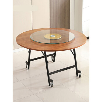 秋佳折叠桌家用简约圆桌简易圆形餐桌大圆桌面10人15可移动多功能饭