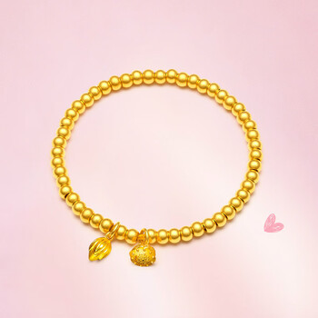 520礼物 玉相伴 黄金手链女款999足金5d金豆豆古法珠子手串转运珠莲蓬