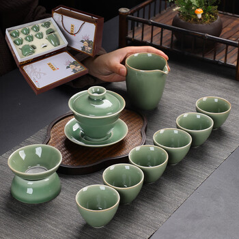 亨禄官窑功夫茶具套装德化陶瓷家用泡茶壶盖碗茶杯办公会客礼盒装批发