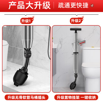 虎行家居升级万向马桶头不锈钢管道疏通器通马桶神器一炮通下水道疏通机