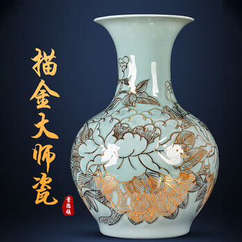 中国，景德镇，青白釉風景画花瓶 中国，景德镇，青白釉風景画花瓶