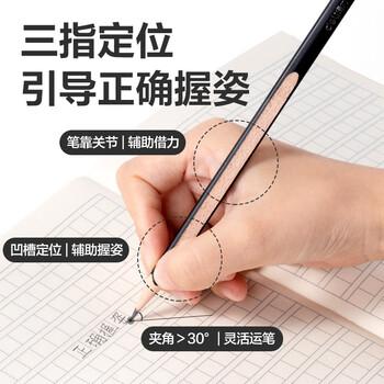 得力（deli）8支HB特粗三角杆捏捏笔书写铅笔易握素描绘画考试握姿HC164-HB学生开学文具