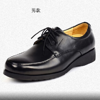 睿澈保安工作皮鞋正装透气商务牛男黑低帮女职业系带单执勤 超纤皮